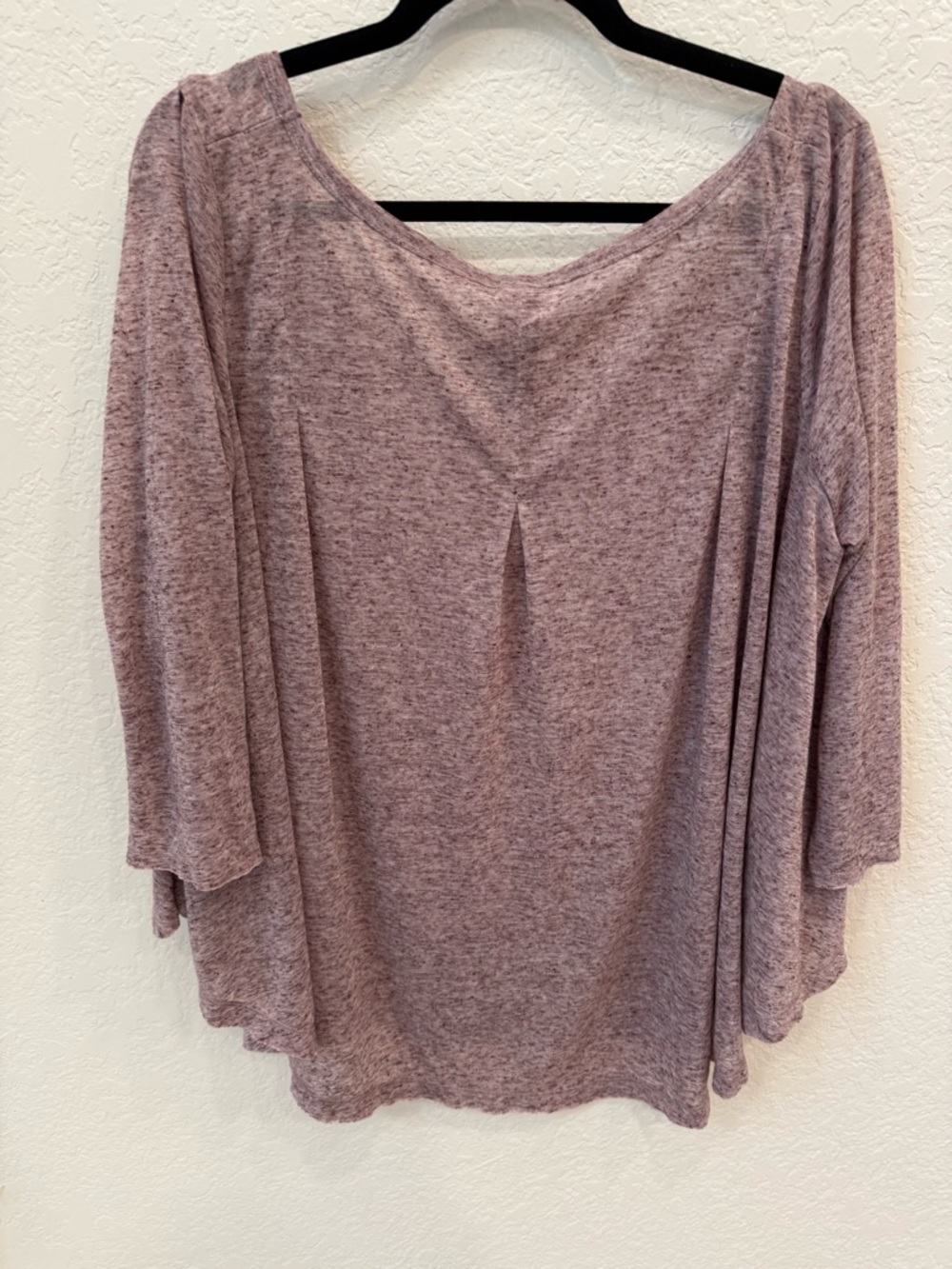 Free People Heathered Mauve Relaxed Scoop Pleat Long Sleeve Top